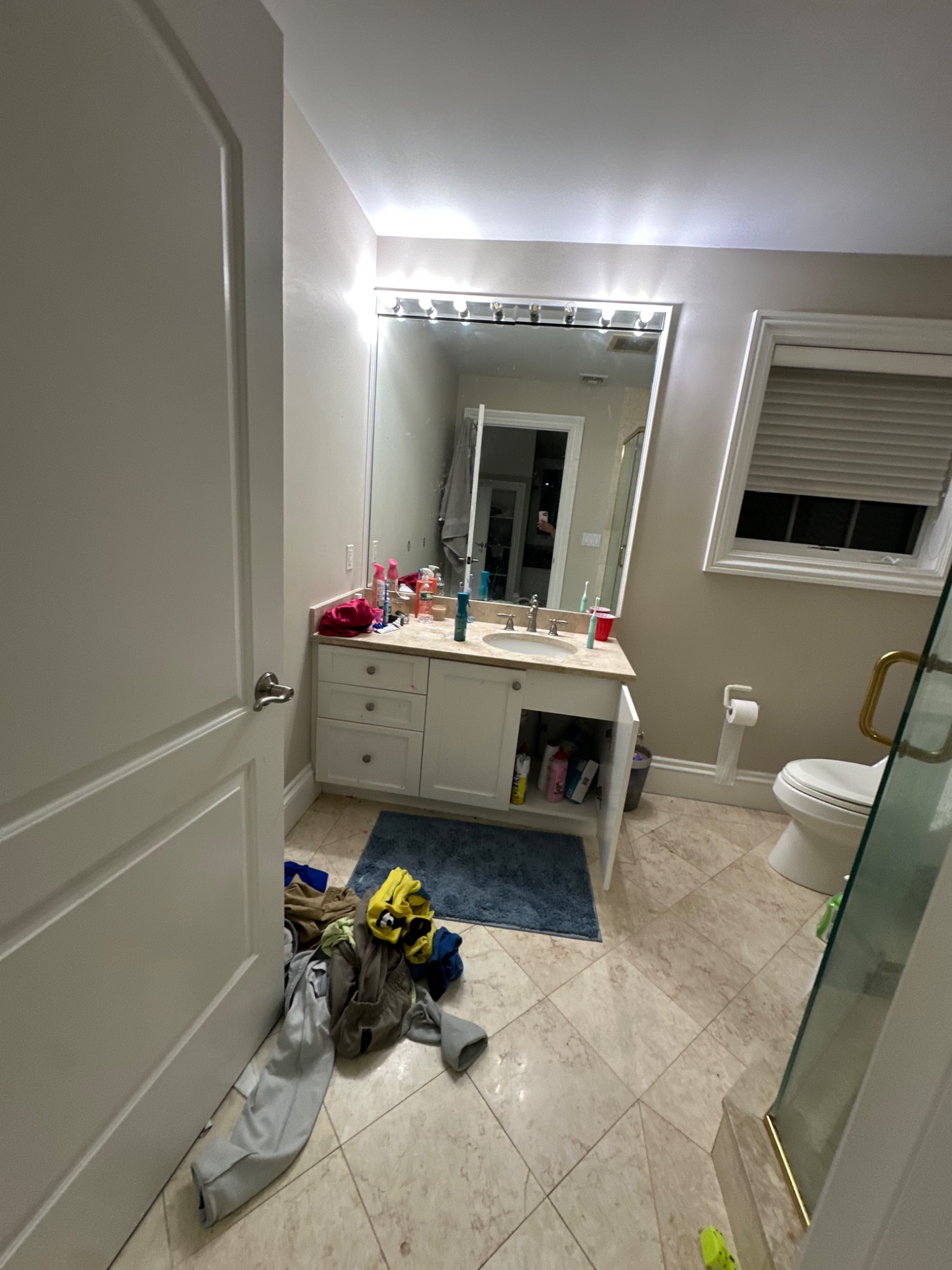 Bathroom vanity before cleaning