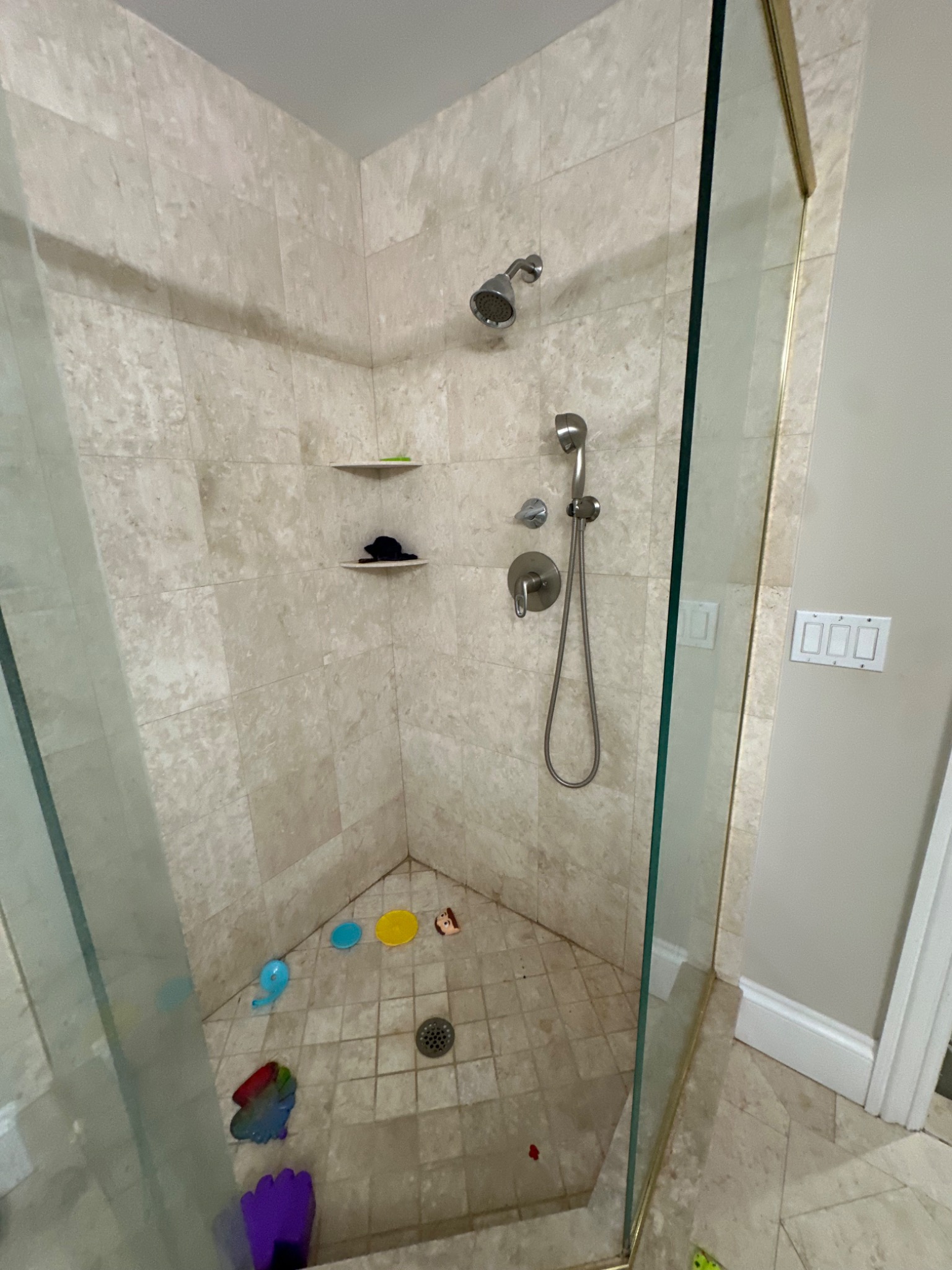 Bathroom shower before cleaning