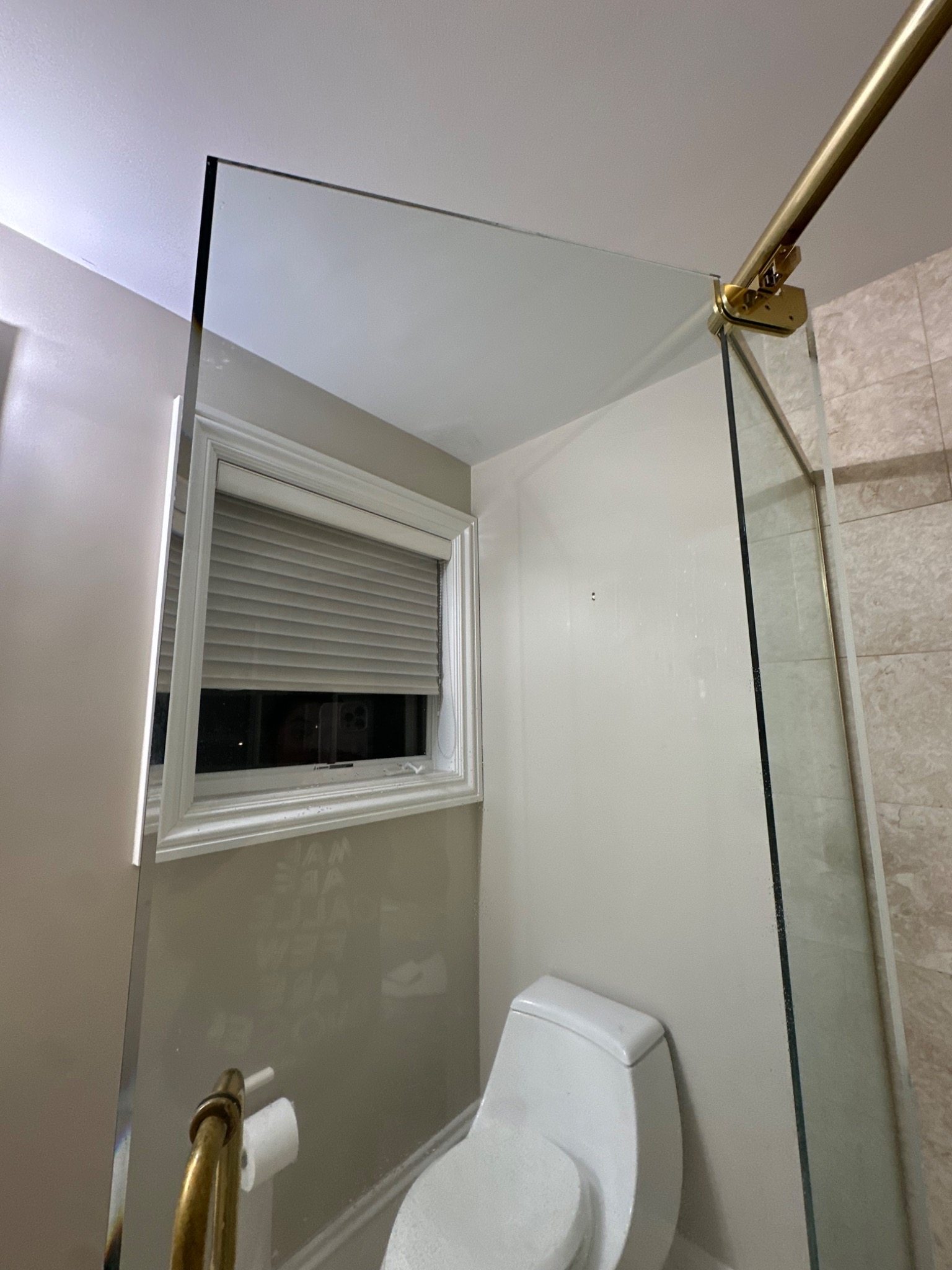 Bathroom toilet area after cleaning