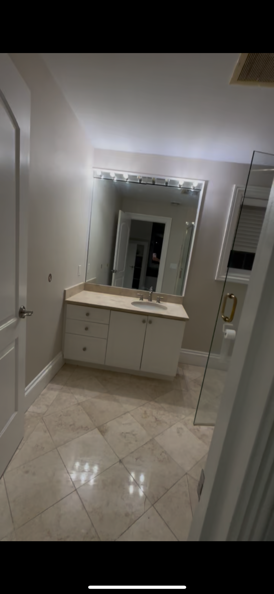 Bathroom vanity after cleaning